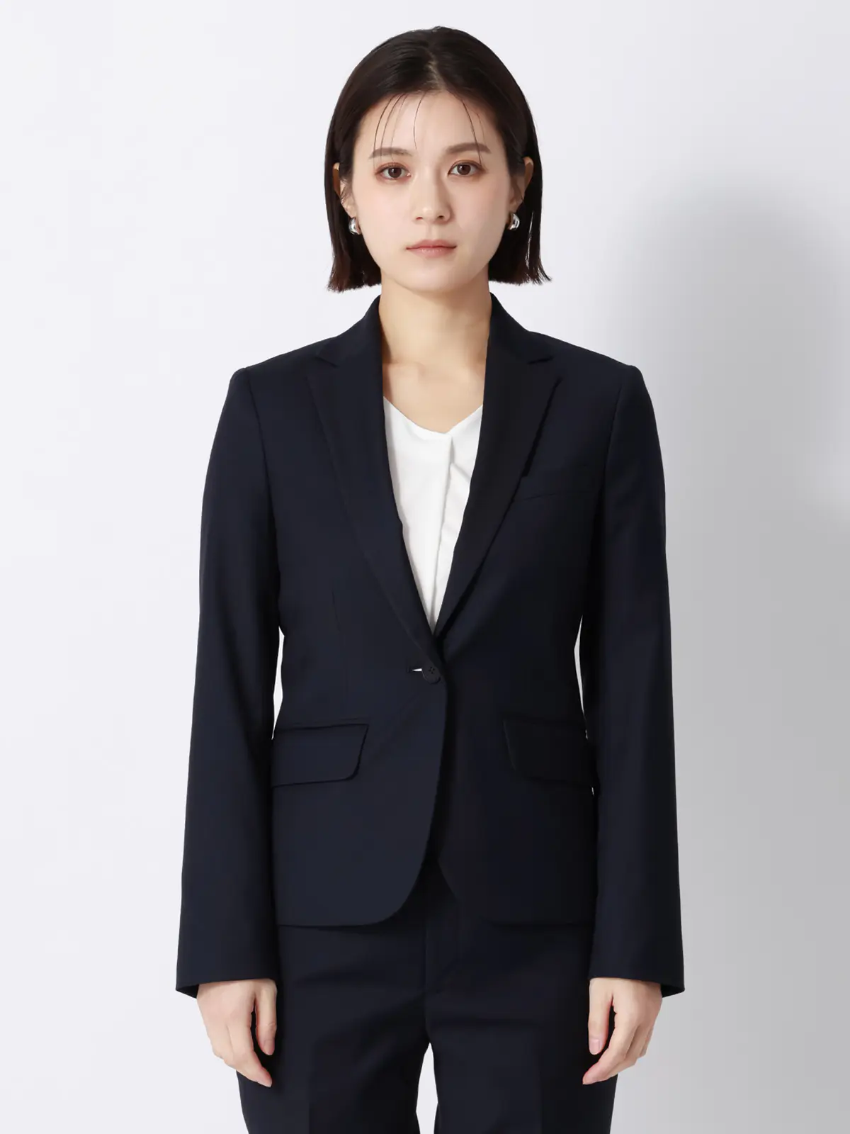 ジャケット／ウォッシャブル／ストレッチ／ウールライクTRツイル／無地 ネイビー 36(7号）