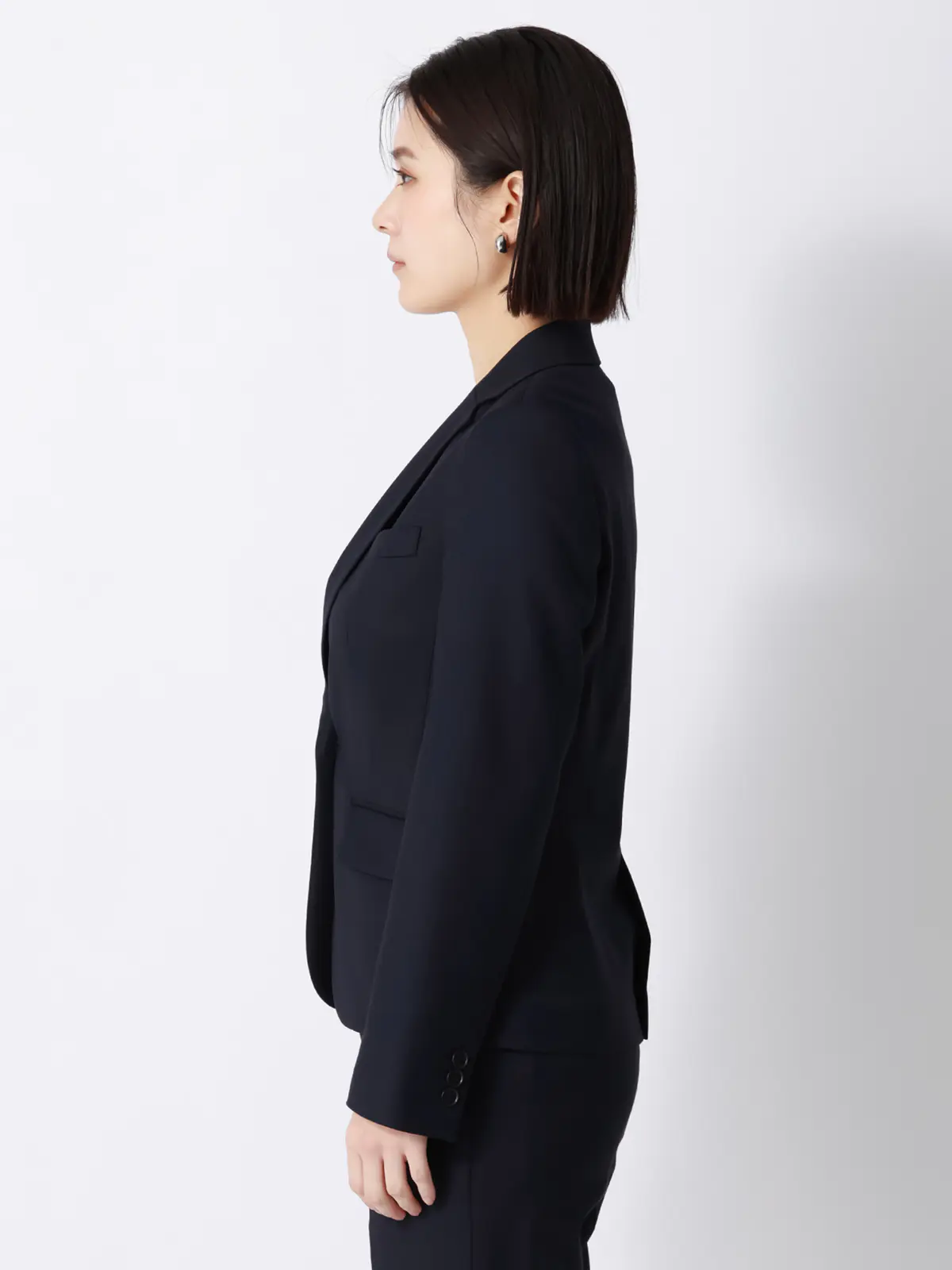 ジャケット／ウォッシャブル／ストレッチ／ウールライクTRツイル／無地 ネイビー 36(7号）