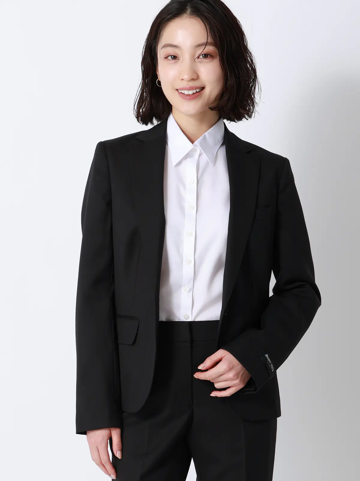 ジャケット／SUPER100'sウール／無地 ブラック 36(7号）