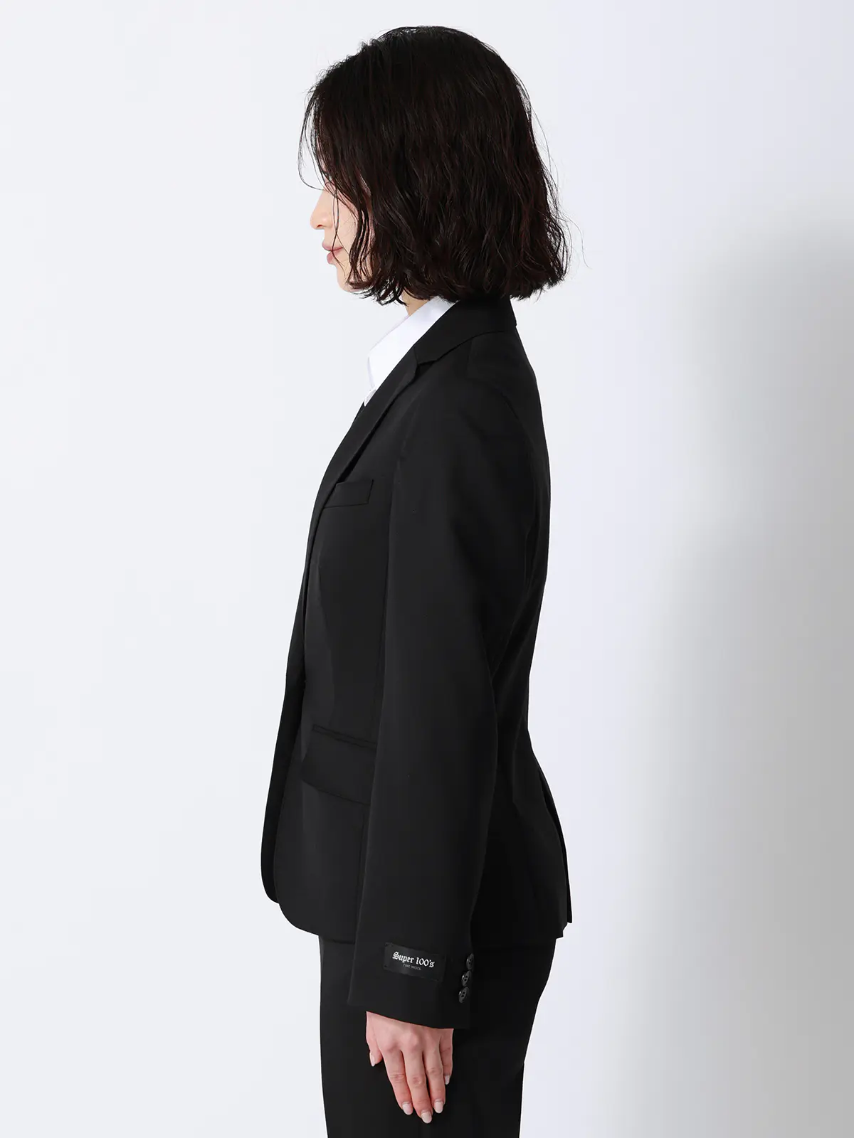 ジャケット／SUPER100'sウール／無地 ブラック 36(7号）