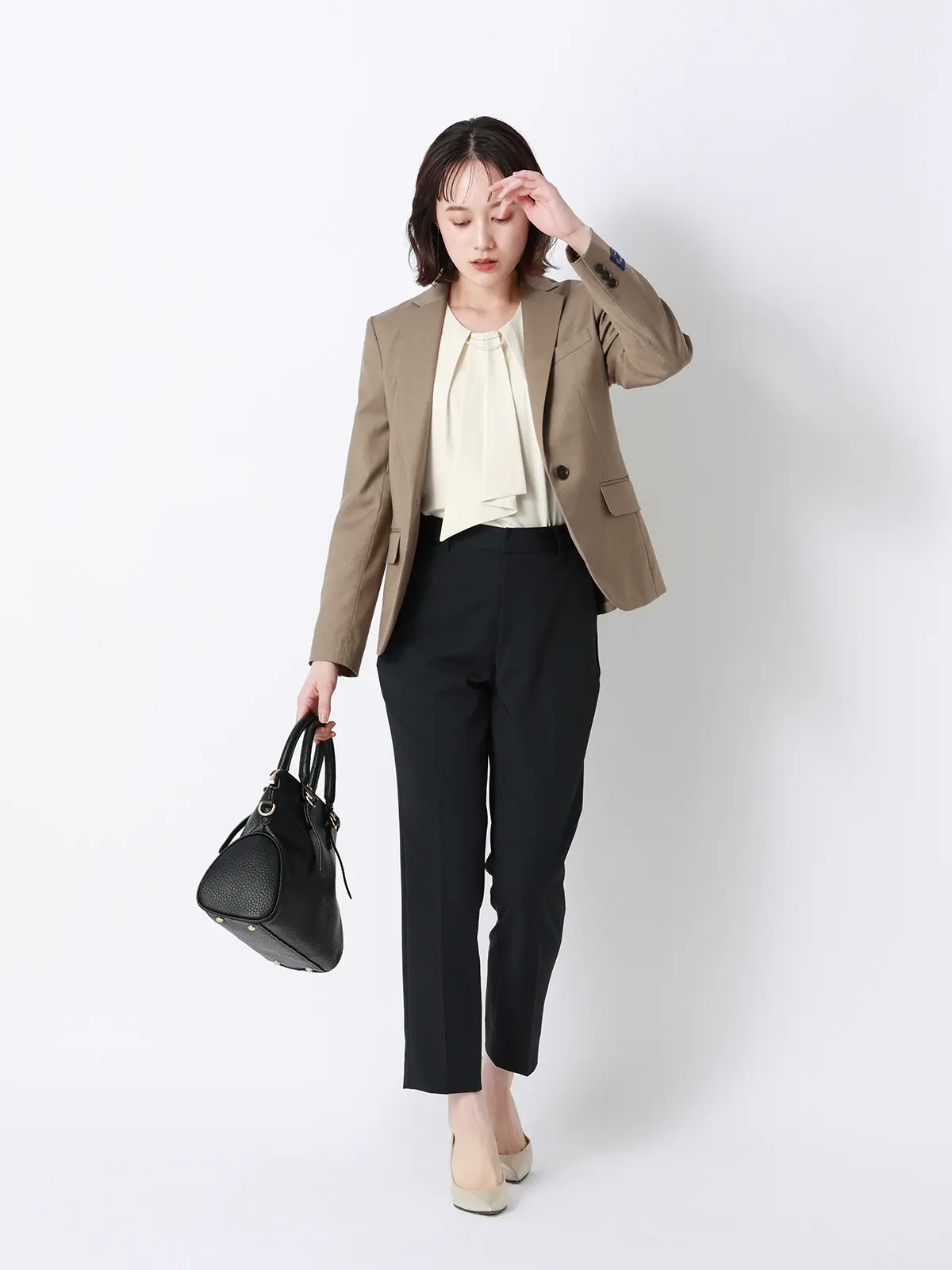 ジャケット／Carreman／ウォッシャブル／接触冷感／TRストレッチ／無地 ベージュ 36(7号）