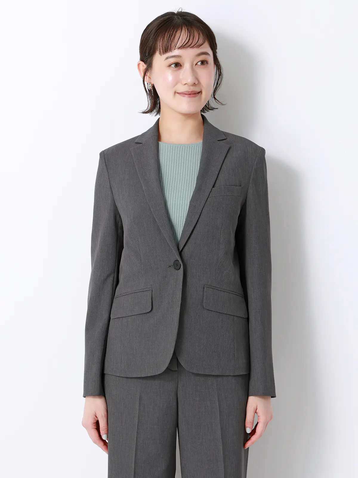 涼しいスーツ／テーラードジャケット／ウォッシャブル／ストレッチ／高通気／軽量／無地 グレー 36(7号）