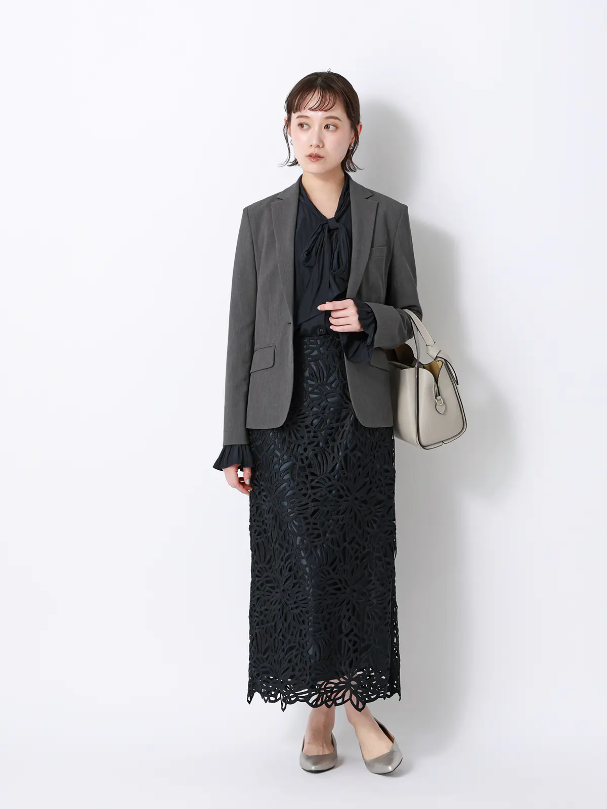 涼しいスーツ／テーラードジャケット／ウォッシャブル／ストレッチ／高通気／軽量／無地 グレー 36(7号）