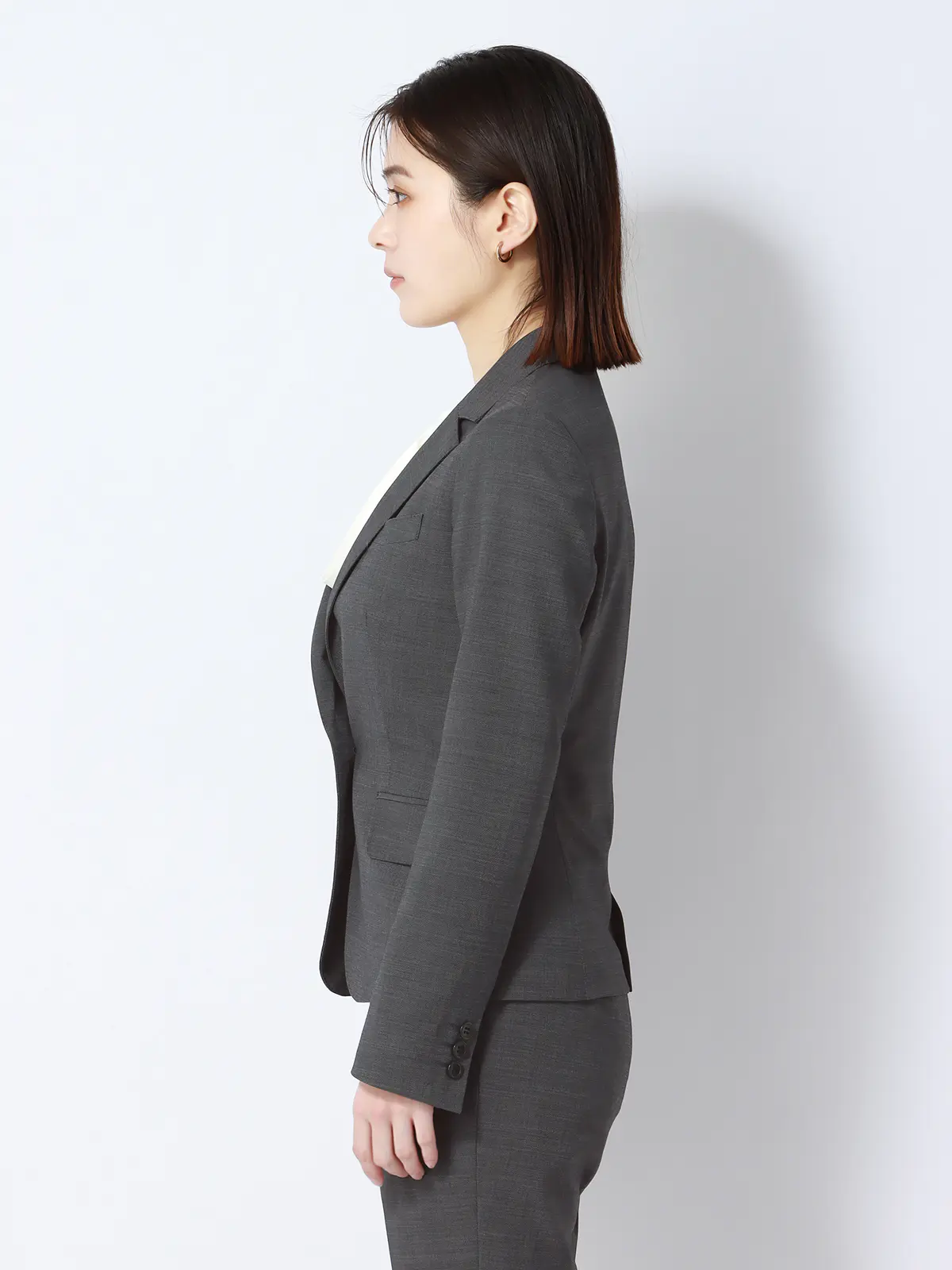 ジャケット/ウォッシャブル/ストレッチ/ウールブレンド/ピンチェック グレー 36(7号)