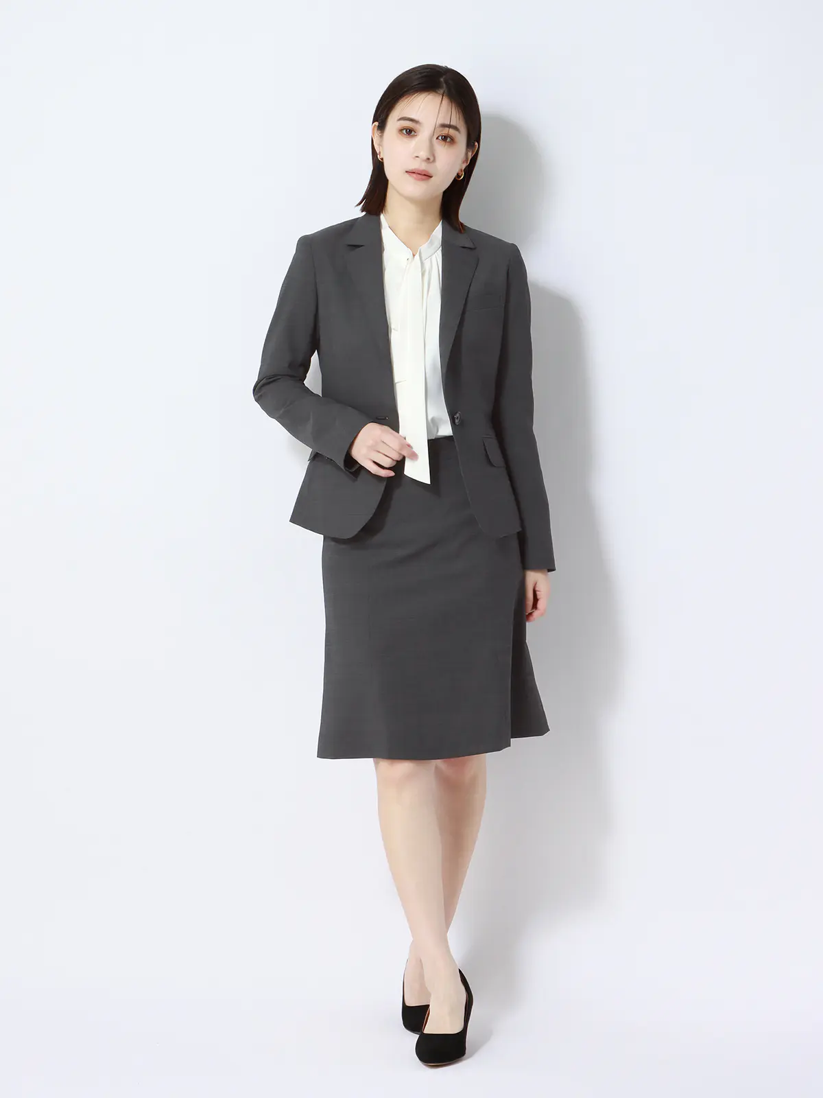 ジャケット/ウォッシャブル/ストレッチ/ウールブレンド/ピンチェック グレー 36(7号)