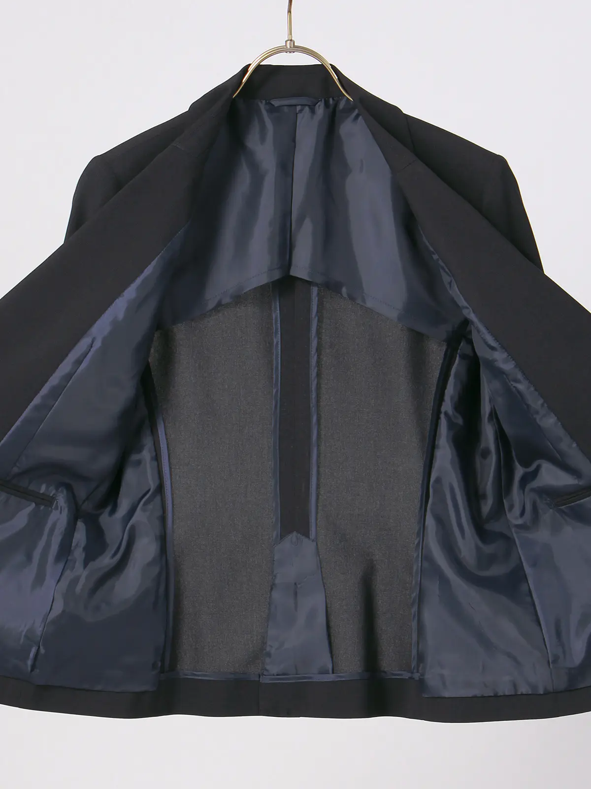 【訳アリ商品】ジャケット/ウォッシャブル/トロピカルストレッチ/シャドーグレンチェック ネイビー 38(9号)