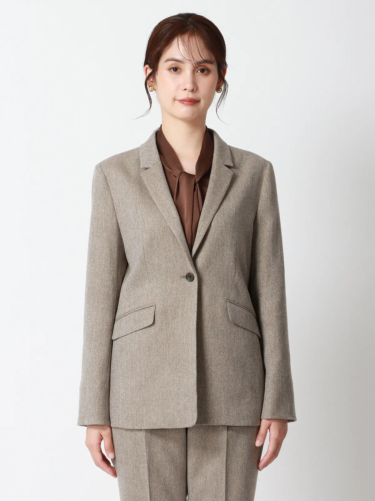 CHANTOWA/ツイードライクジャケット/ウォッシャブル/織柄 ベージュ 36(7号)