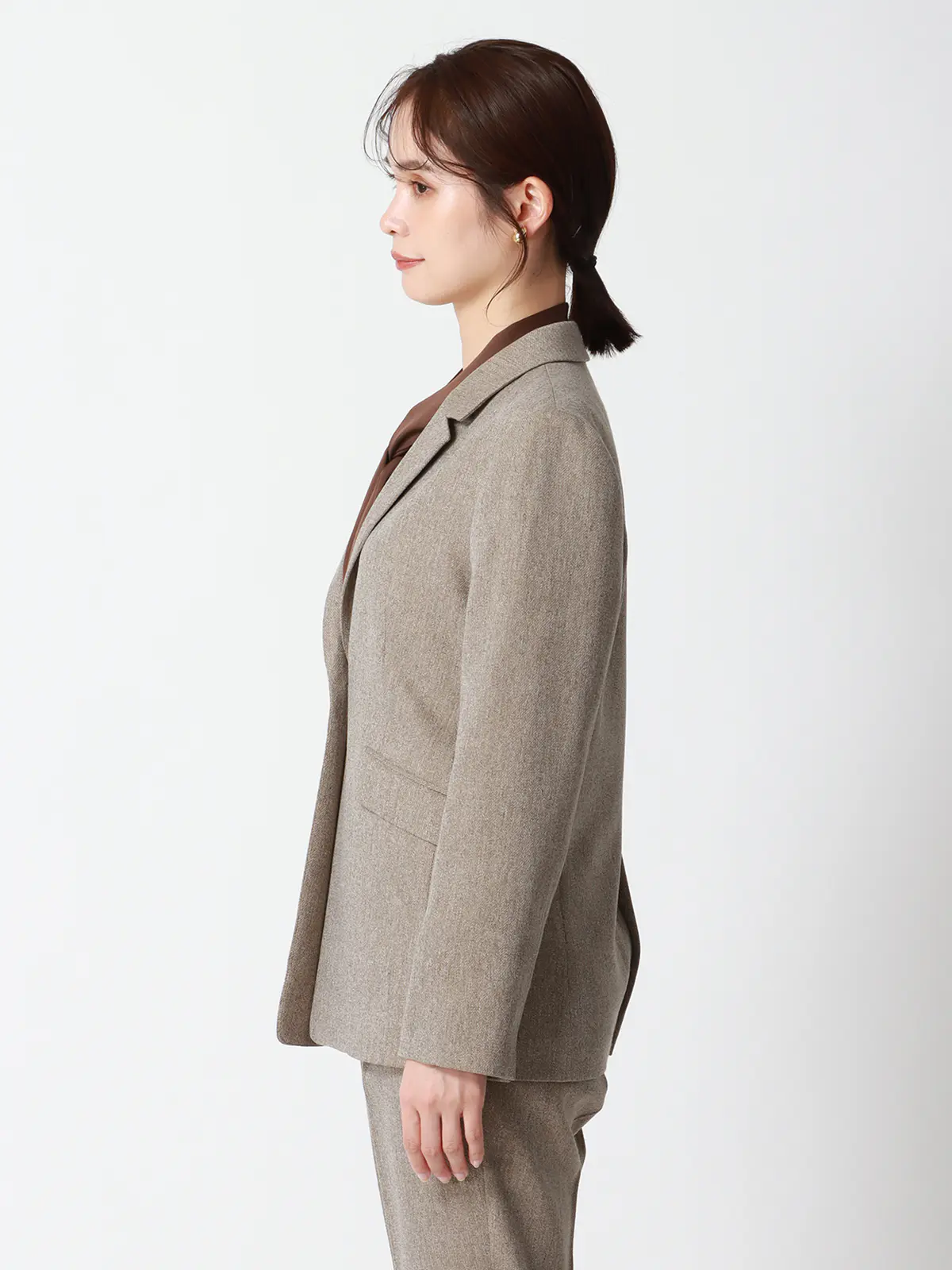 CHANTOWA/ツイードライクジャケット/ウォッシャブル/織柄 ベージュ 36(7号)