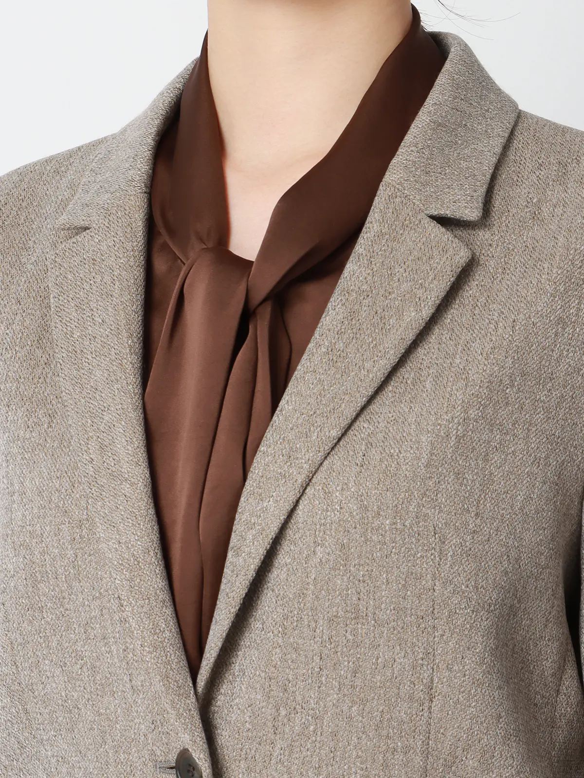 CHANTOWA/ツイードライクジャケット/ウォッシャブル/織柄 ベージュ 36(7号)