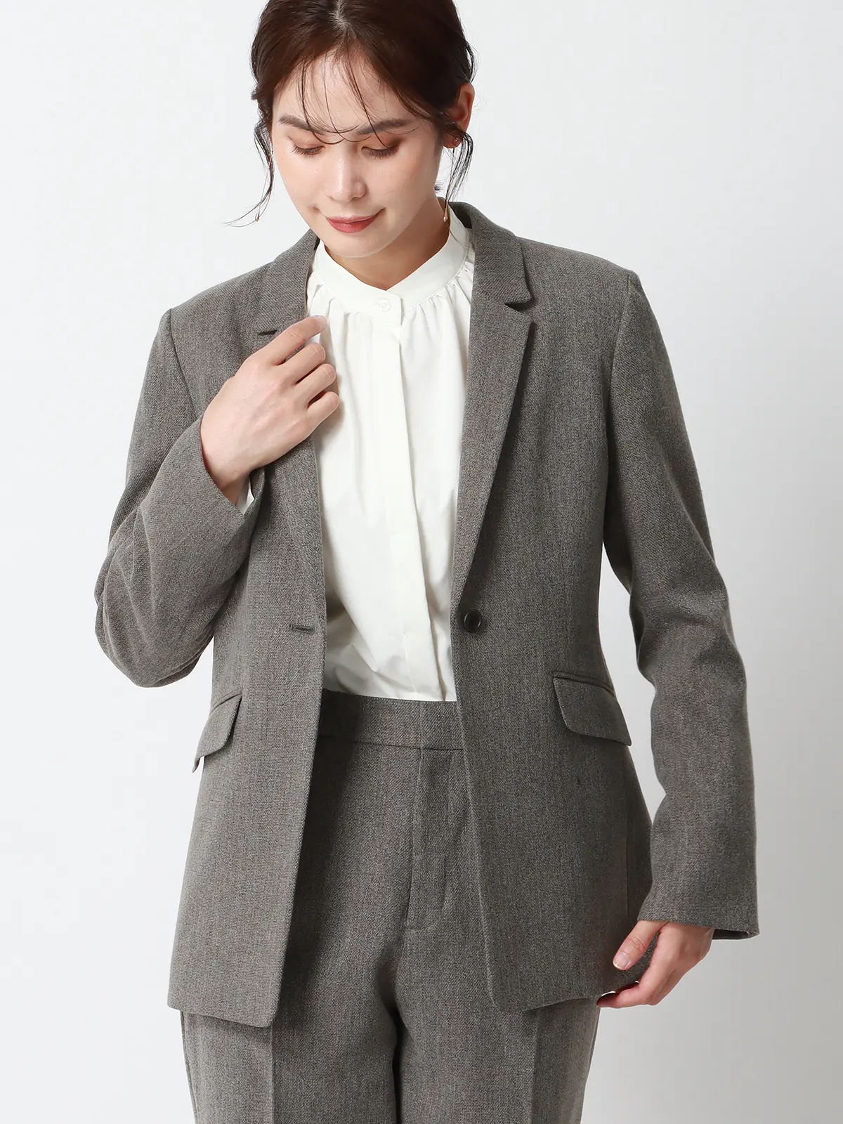 CHANTOWA/ツイードライクジャケット/ウォッシャブル/織柄 グレー 36(7号)