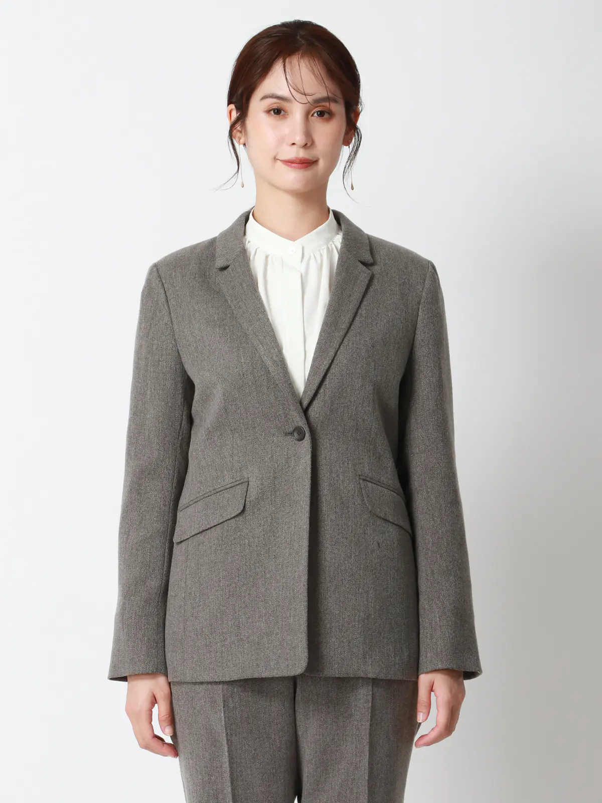 CHANTOWA/ツイードライクジャケット/ウォッシャブル/織柄 グレー 36(7号)