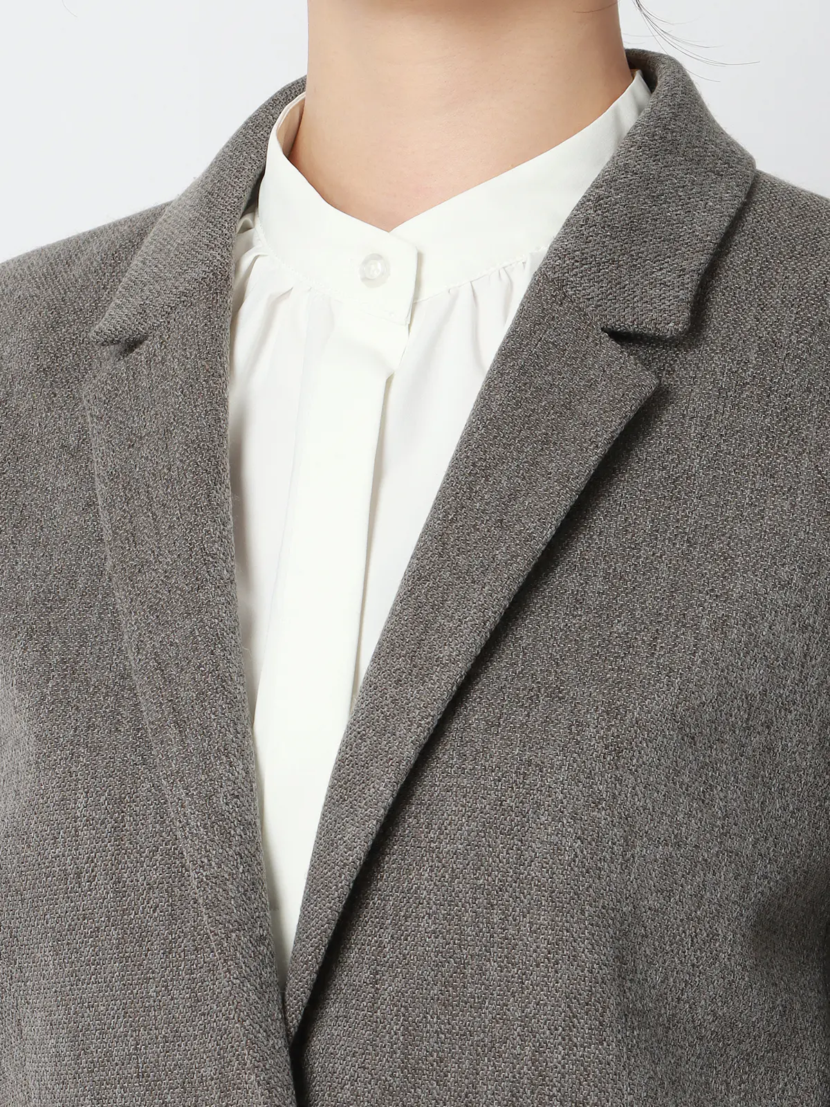 CHANTOWA/ツイードライクジャケット/ウォッシャブル/織柄 グレー 36(7号)