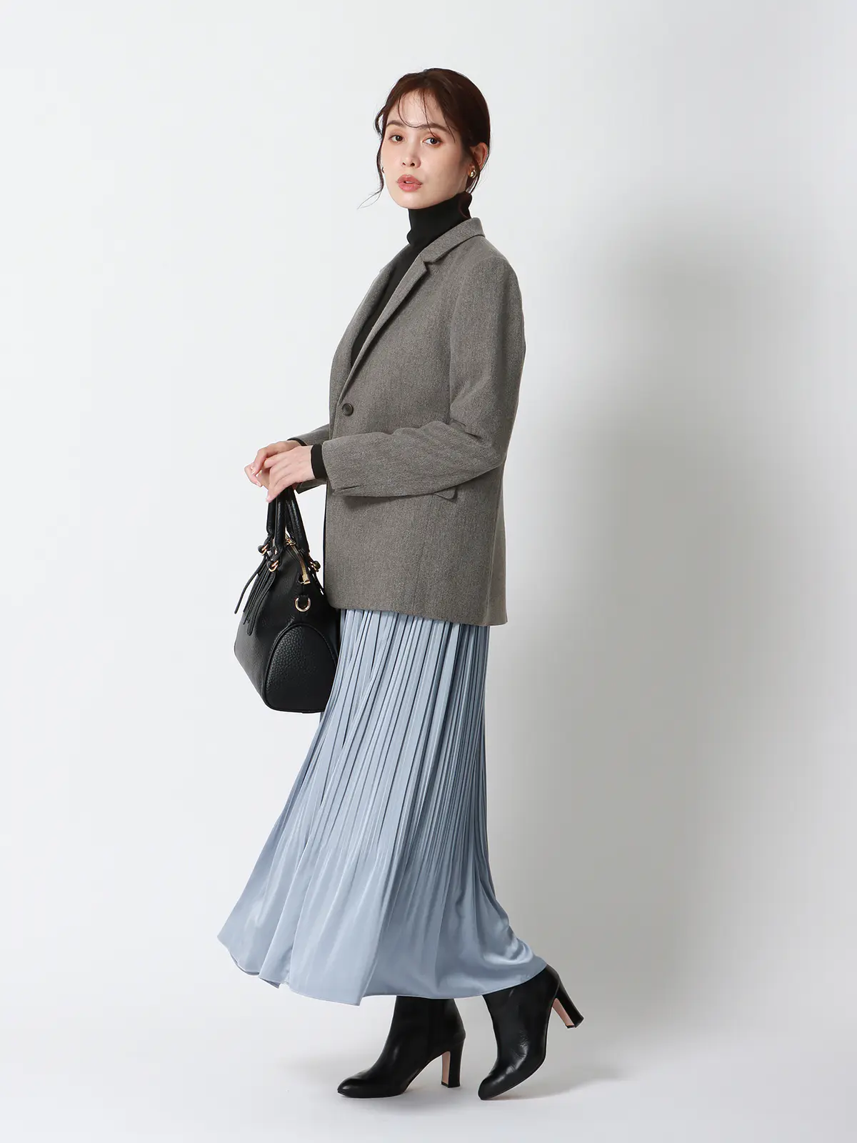 CHANTOWA/ツイードライクジャケット/ウォッシャブル/織柄 グレー 36(7号)