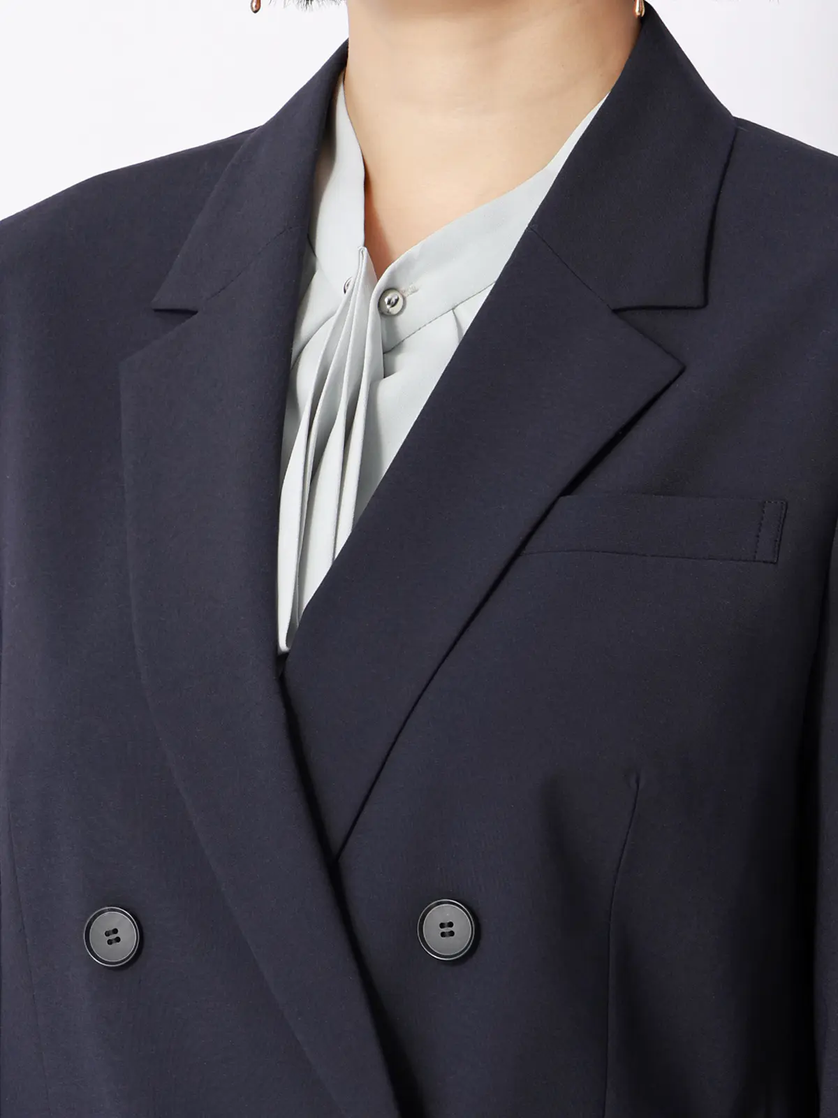 ダブルブレストジャケット/ウォッシャブル/ストレッチ/UVカット/TRトロピカル/無地 ネイビー 36(7号)