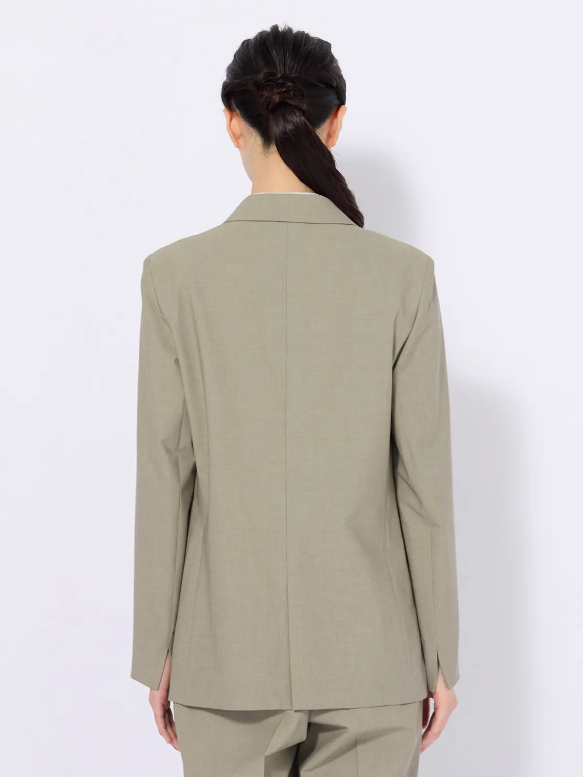 ダブルブレストジャケット/ウォッシャブル/ストレッチ/UVカット/TRトロピカル/無地 カーキ 36(7号)