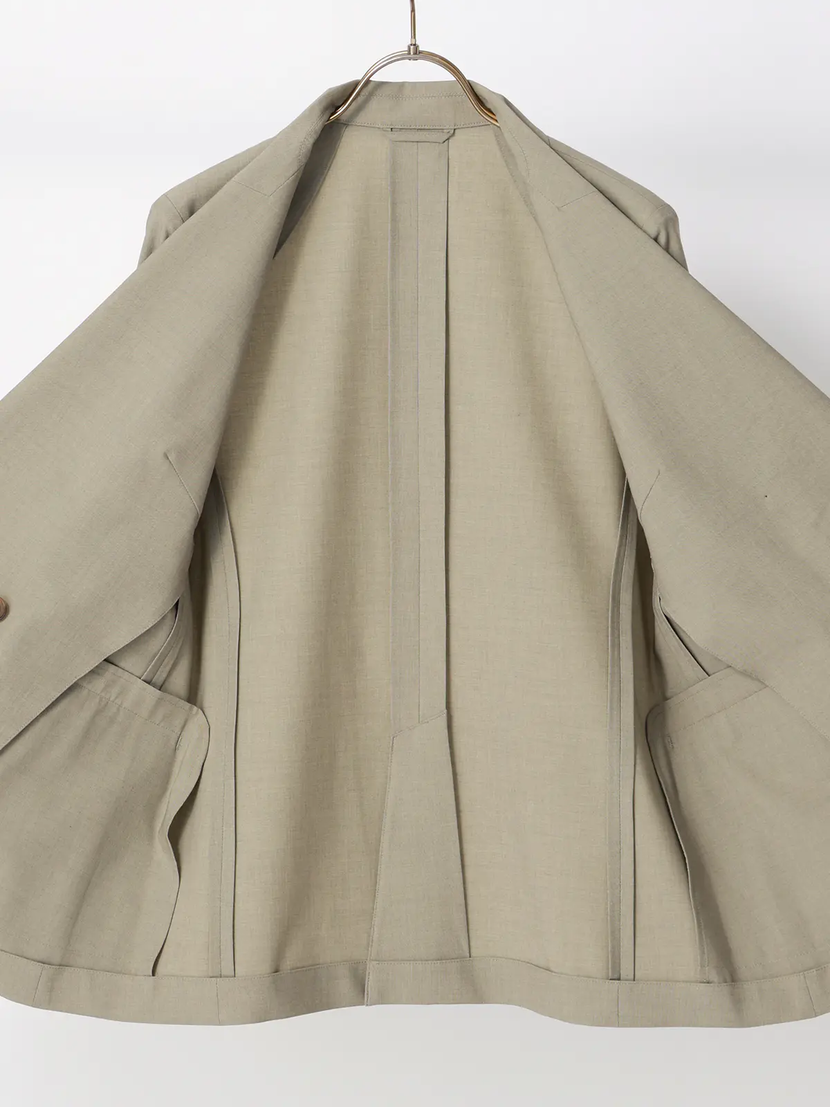 ダブルブレストジャケット/ウォッシャブル/ストレッチ/UVカット/TRトロピカル/無地 カーキ 36(7号)