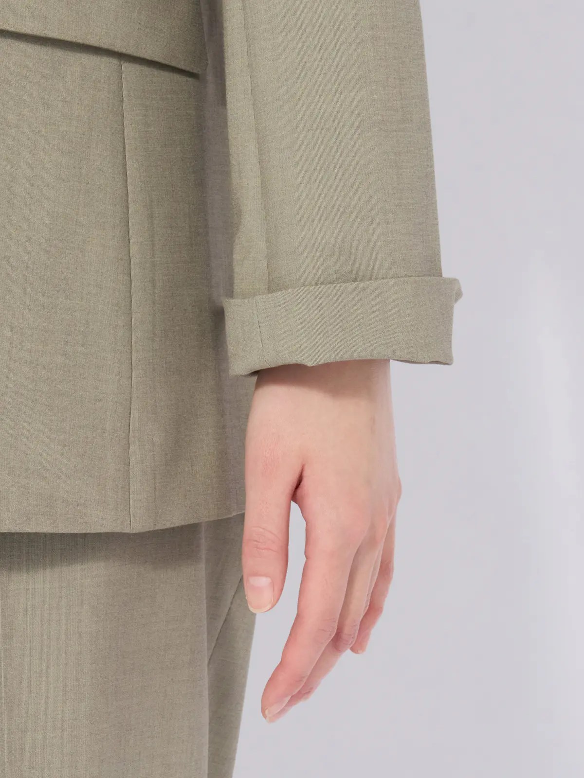 ダブルブレストジャケット/ウォッシャブル/ストレッチ/UVカット/TRトロピカル/無地 カーキ 36(7号)