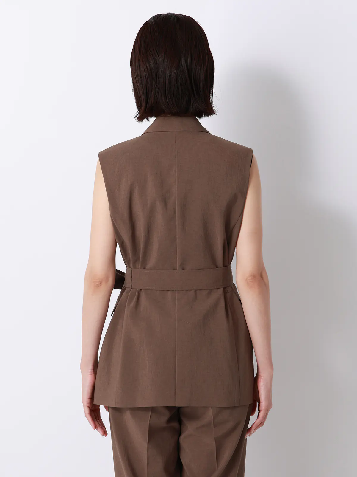 テーラードジレ／ウォッシャブル／UVカット／BREEZE COOL／無地／BIYORI UP ブラウン 38(9号）