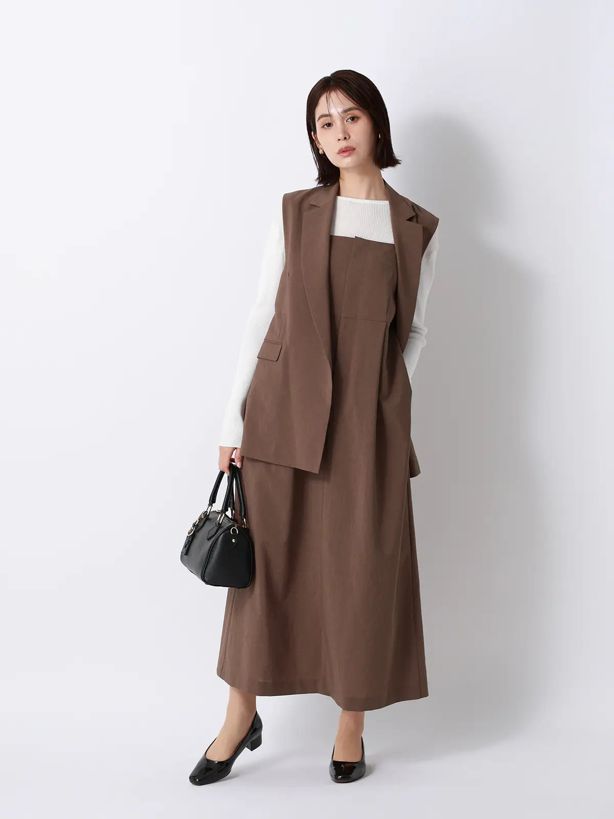 テーラードジレ／ウォッシャブル／UVカット／BREEZE COOL／無地／BIYORI UP ブラウン 38(9号）