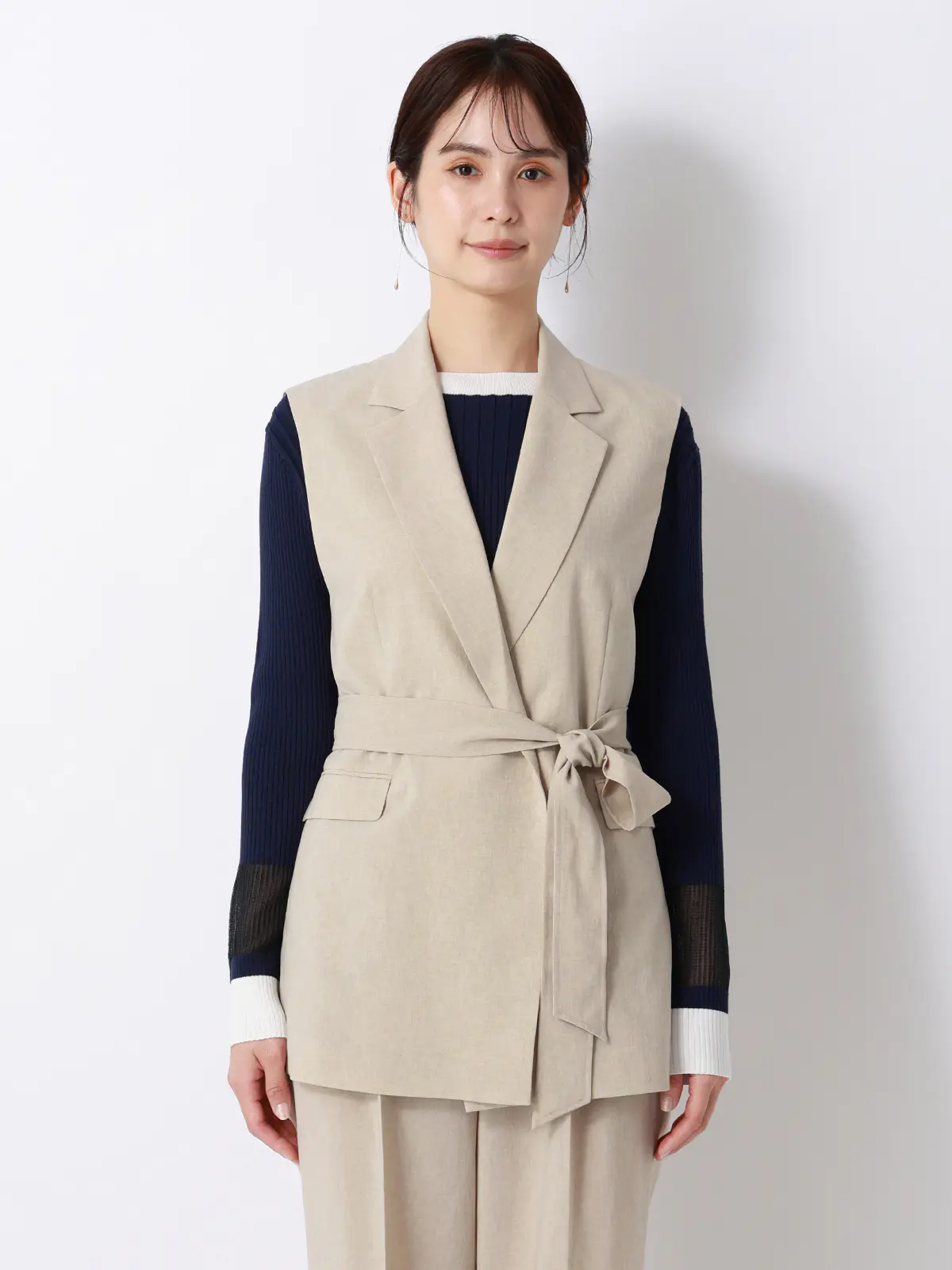 テーラードジレ／ウォッシャブル／UVカット／BREEZE COOL／無地／BIYORI UP ベージュ 38(9号）