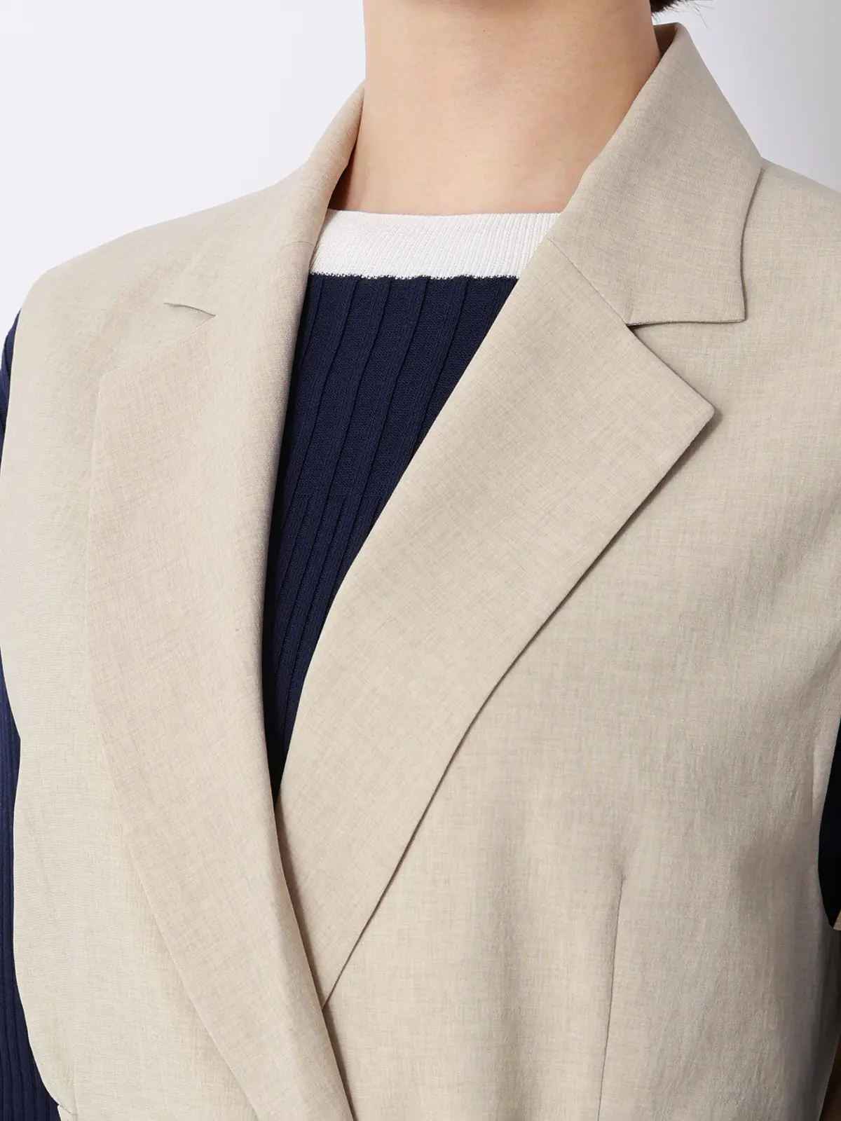 テーラードジレ／ウォッシャブル／UVカット／BREEZE COOL／無地／BIYORI UP ベージュ 38(9号）