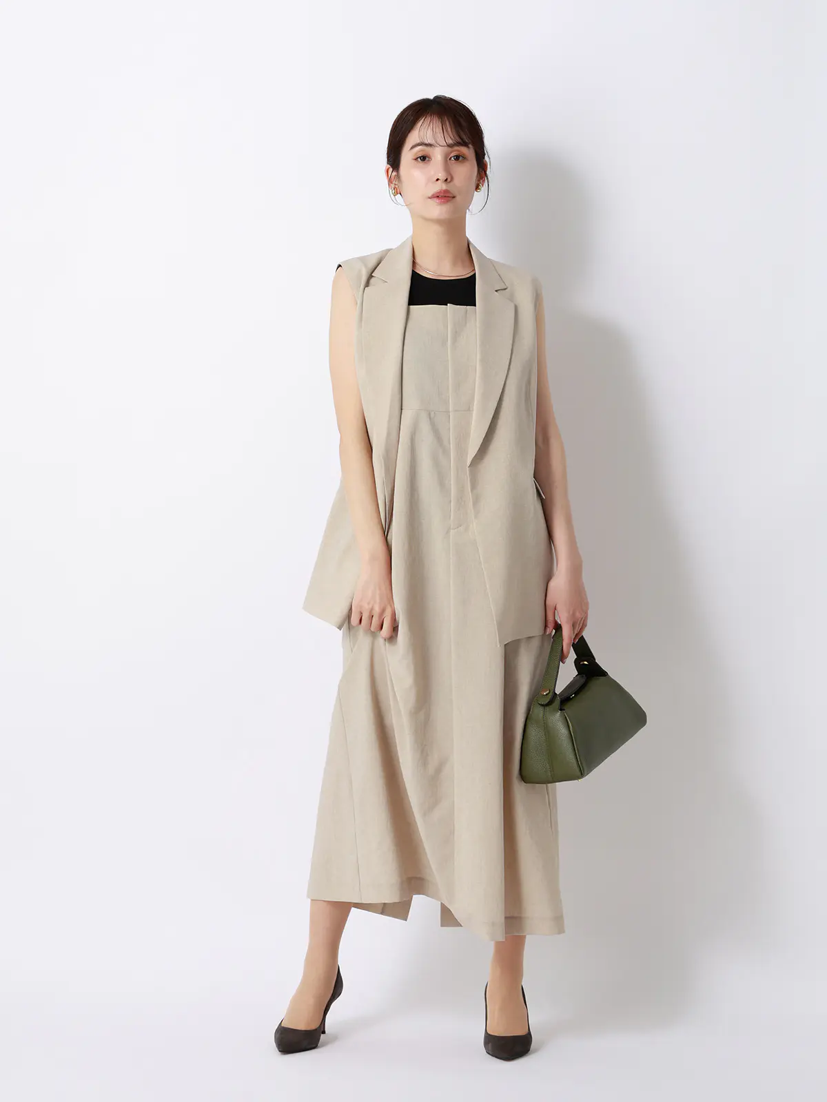 テーラードジレ／ウォッシャブル／UVカット／BREEZE COOL／無地／BIYORI UP ベージュ 38(9号）