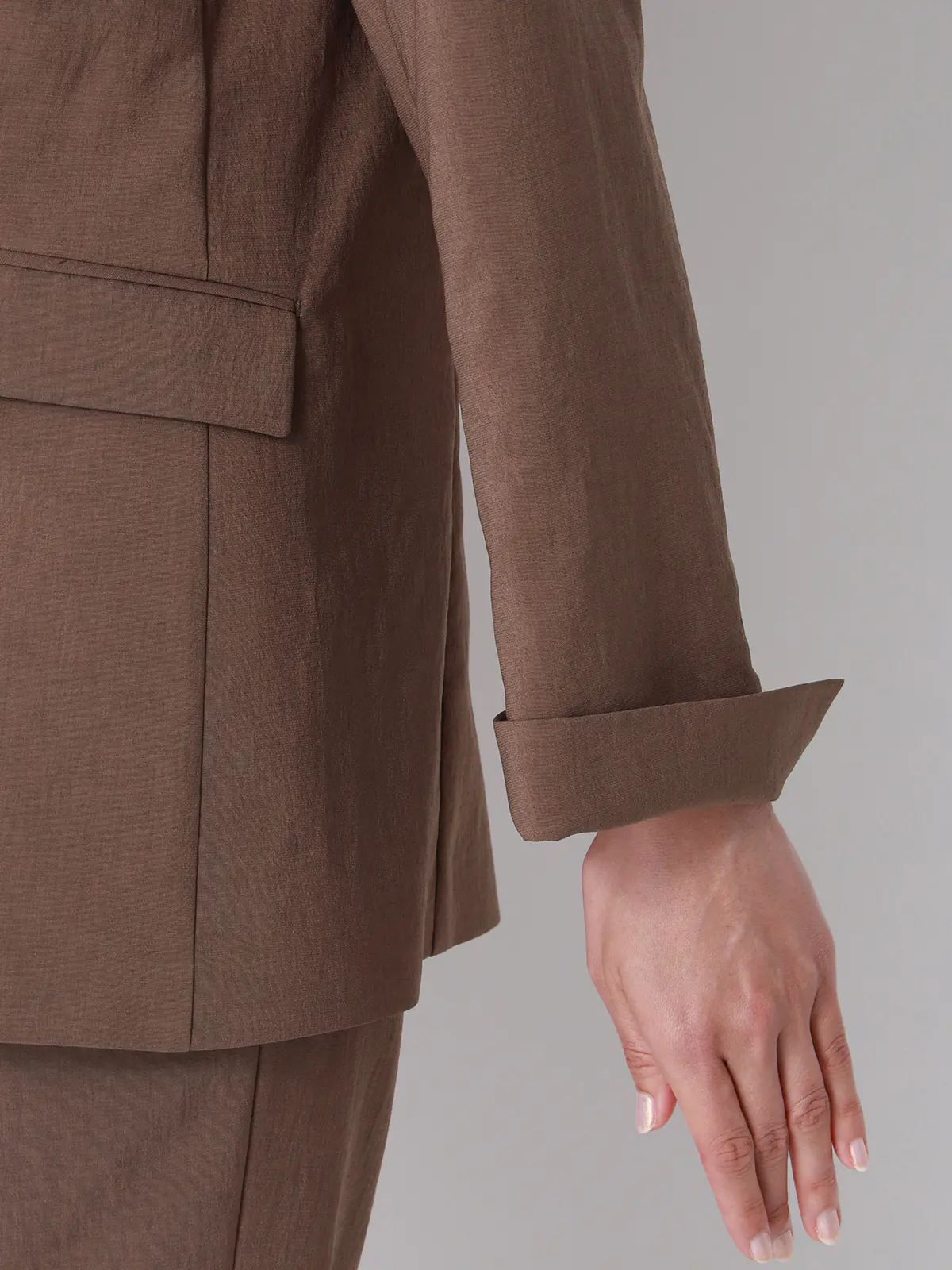 ダブルブレストジャケット／ウォッシャブル／UVカット／BREEZE COOL／無地／BIYORI UP ブラウン 42(13号）