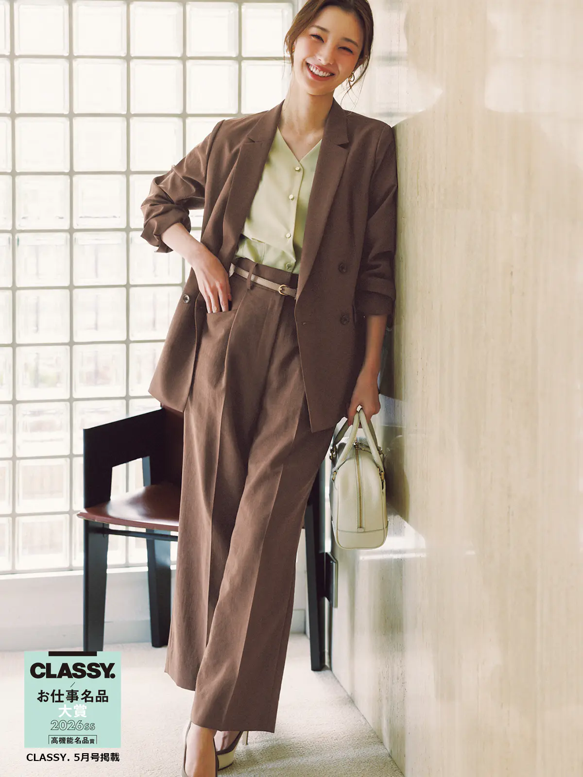 ダブルブレストジャケット／ウォッシャブル／UVカット／BREEZE COOL／無地／BIYORI UP ブラウン 42(13号）