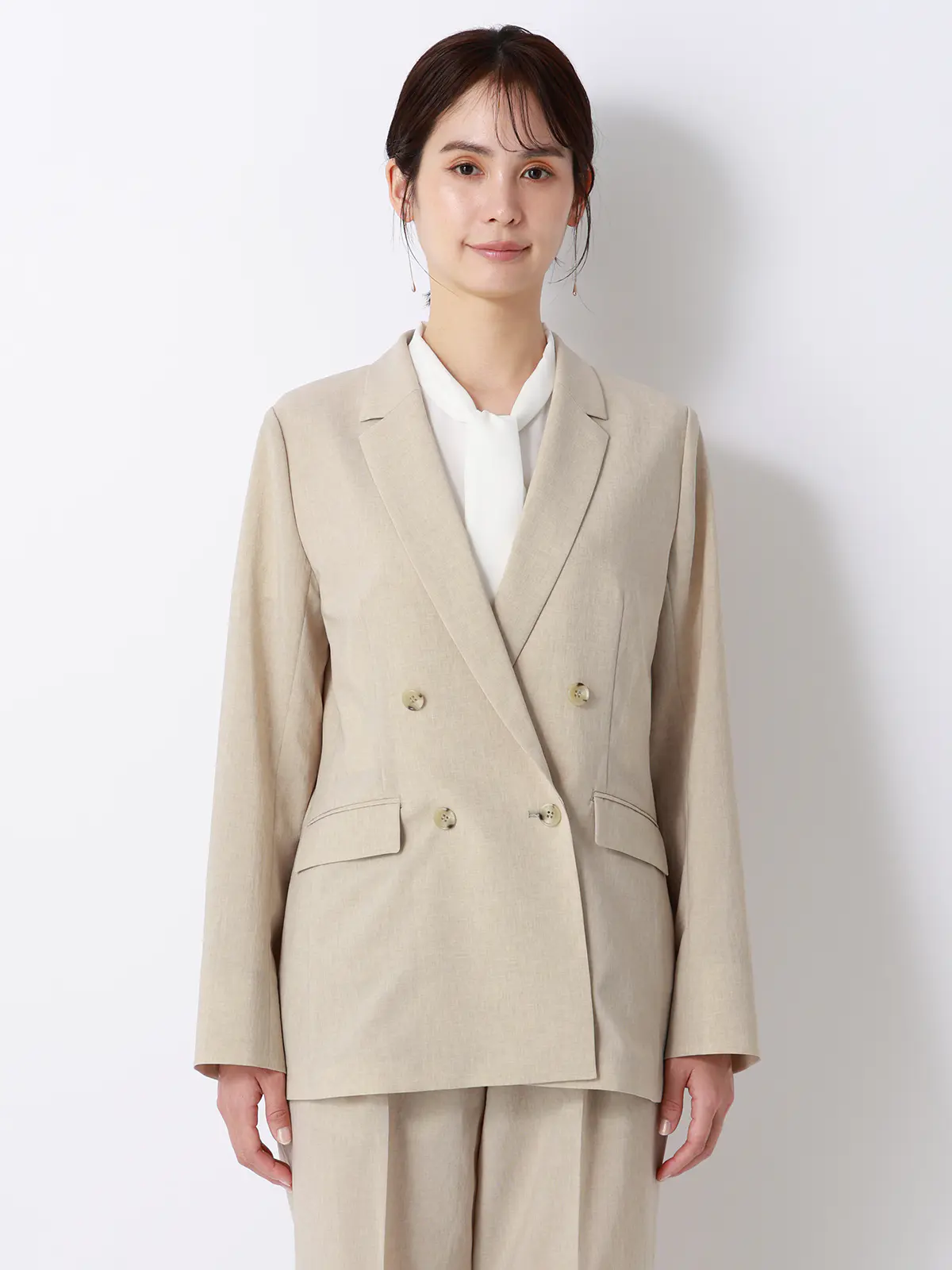 ダブルブレストジャケット／ウォッシャブル／UVカット／BREEZE COOL／無地／BIYORI UP ベージュ 36(7号）