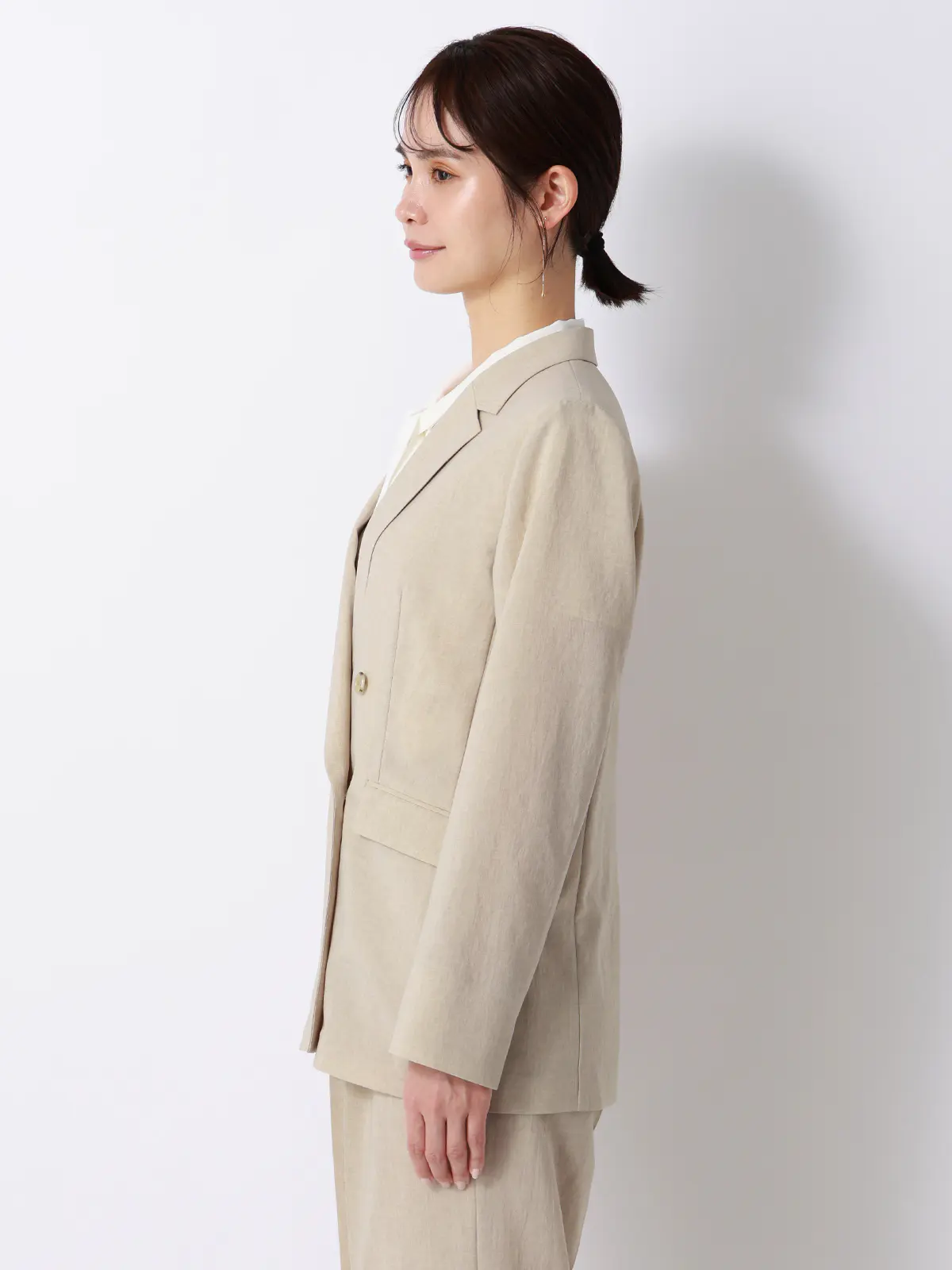 ダブルブレストジャケット／ウォッシャブル／UVカット／BREEZE COOL／無地／BIYORI UP ベージュ 36(7号）