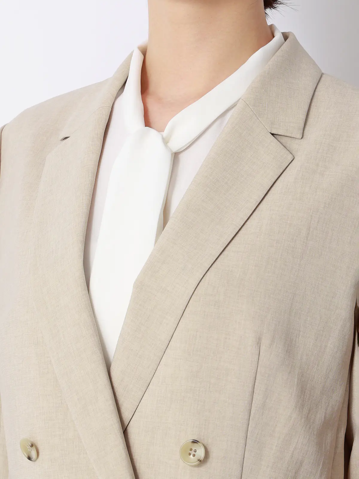 ダブルブレストジャケット／ウォッシャブル／UVカット／BREEZE COOL／無地／BIYORI UP ベージュ 36(7号）