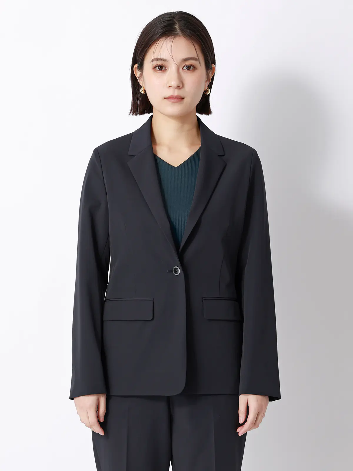 ジャケット／ウォッシャブル／UVカット／ストレッチツイル／無地 ネイビー 36(7号）