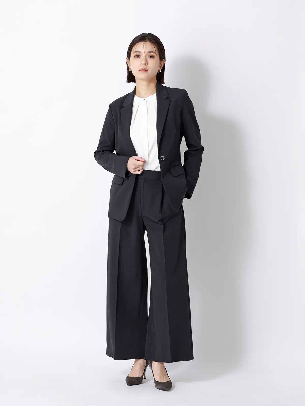 ジャケット／ウォッシャブル／UVカット／ストレッチツイル／無地 ネイビー 36(7号）