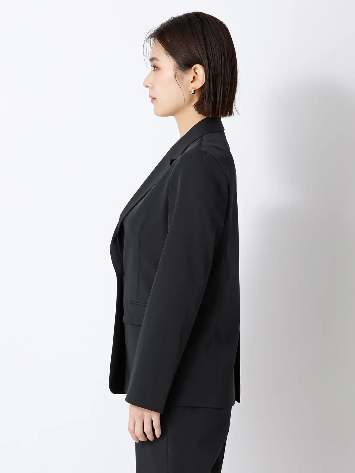 ジャケット／ウォッシャブル／UVカット／ストレッチツイル／無地 ブラック 36(7号）