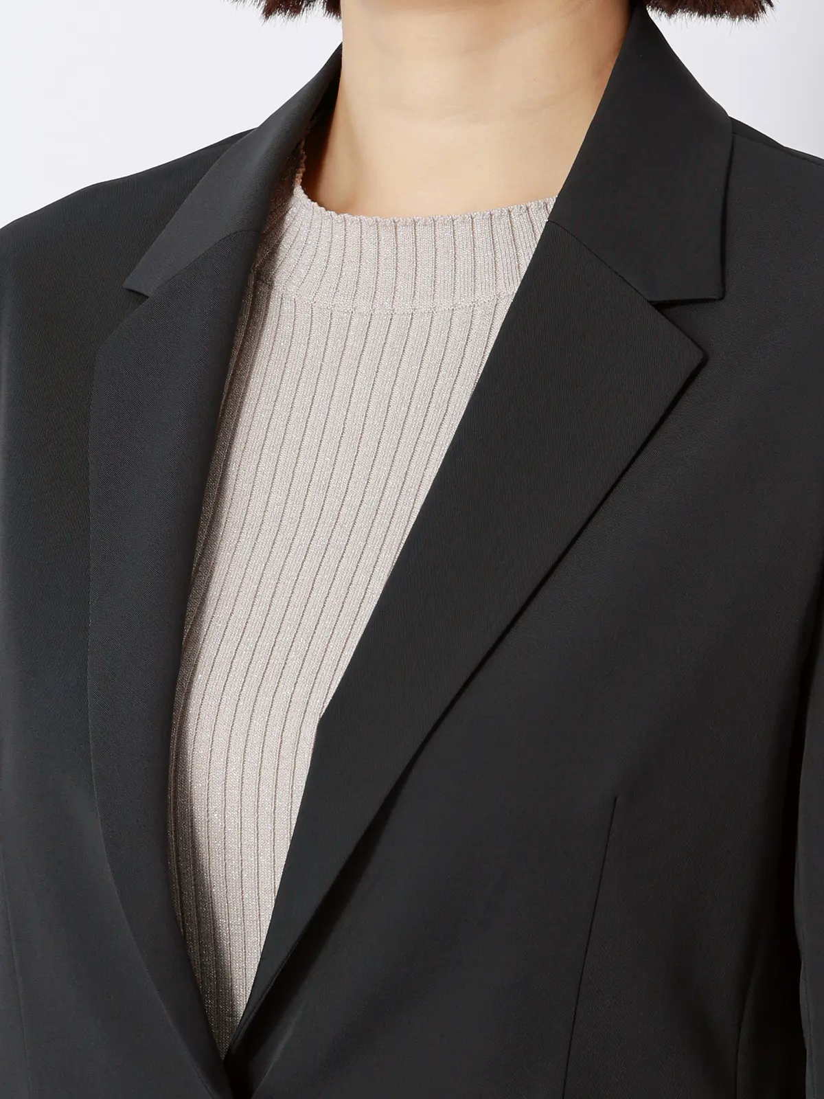 ジャケット／ウォッシャブル／UVカット／ストレッチツイル／無地 ブラック 36(7号）