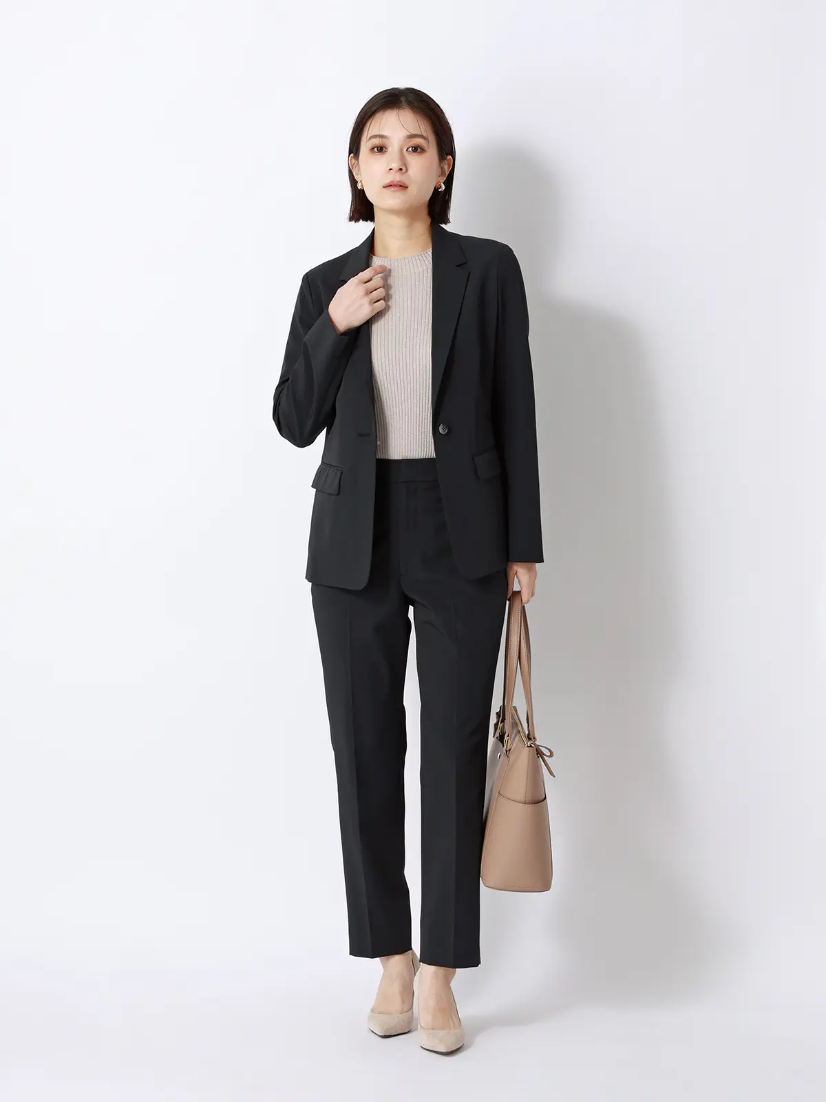 ジャケット／ウォッシャブル／UVカット／ストレッチツイル／無地 ブラック 36(7号）