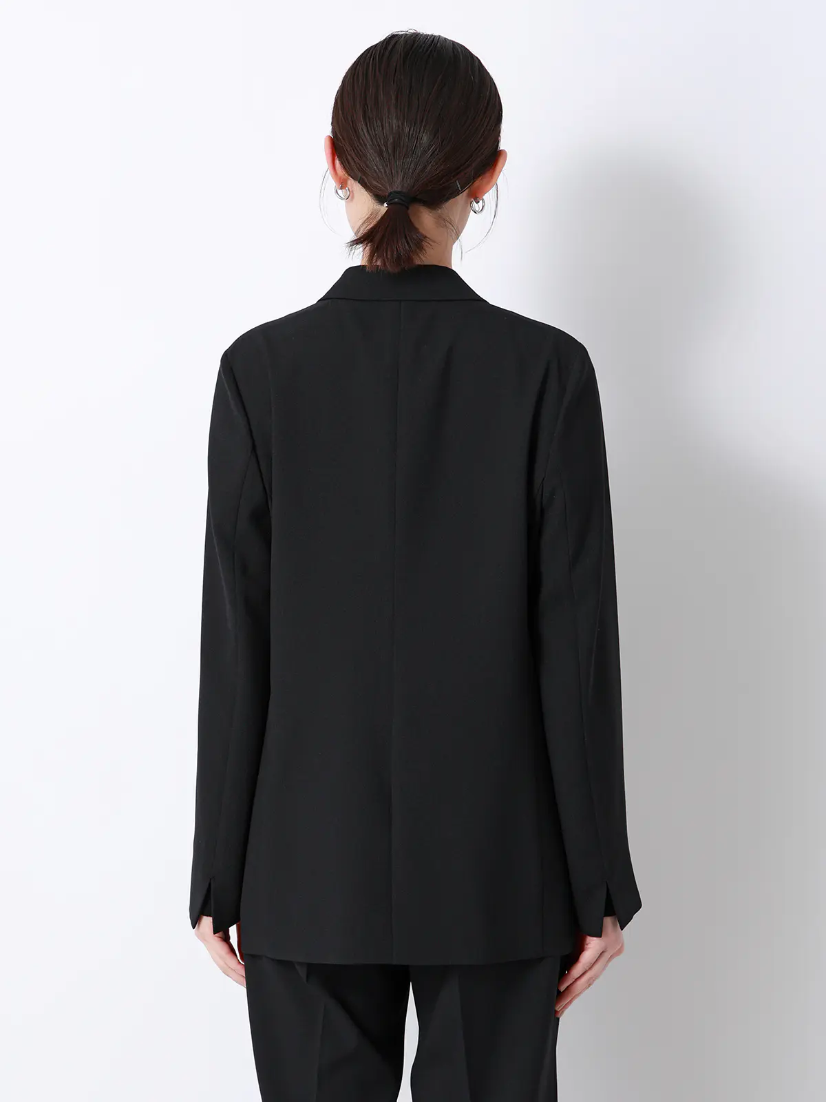 CHANTOWA／ダブルブレストジャケット／ウォッシャブル／ストレッチオックス／無地 ブラック 36(7号）