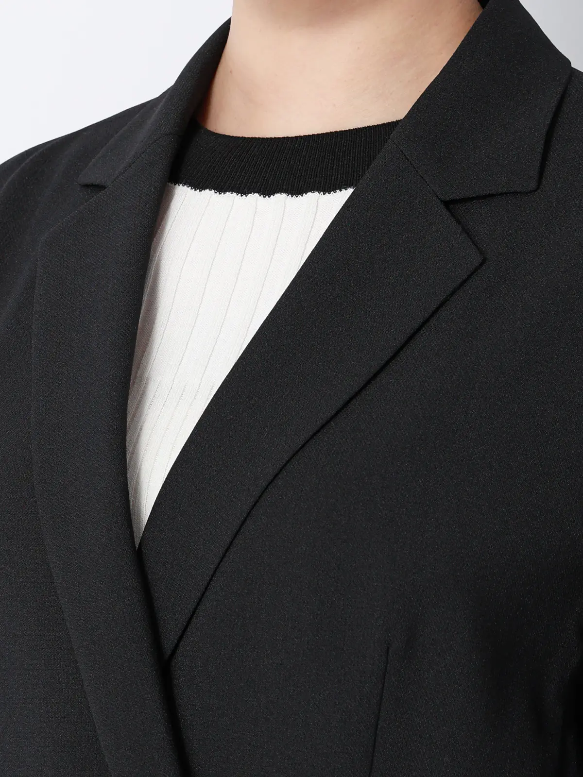 CHANTOWA／ダブルブレストジャケット／ウォッシャブル／ストレッチオックス／無地 ブラック 36(7号）