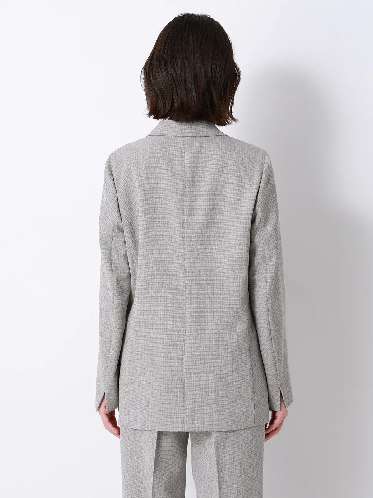 CHANTOWA／ダブルブレストジャケット／ウォッシャブル／クリスピーツイード／織柄 グレージュ 36(7号）