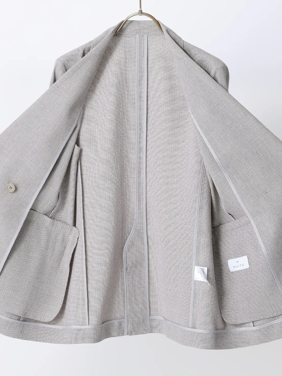 CHANTOWA／ダブルブレストジャケット／ウォッシャブル／クリスピーツイード／織柄 グレージュ 36(7号）