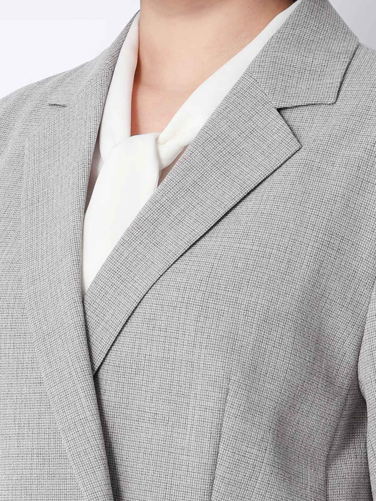 CHANTOWA／ダブルブレストジャケット／ウォッシャブル／クリスピーツイード／織柄 グレージュ 36(7号）