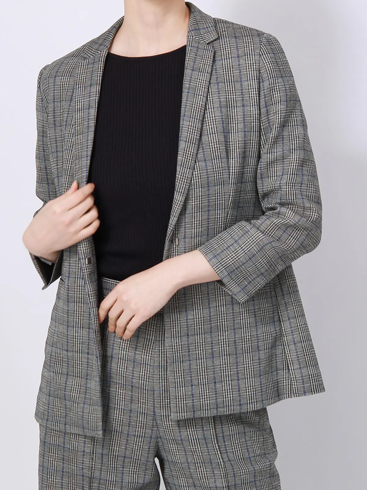 【訳アリ商品】ジャケット/ウォッシャブル/消臭/レノクロスストレッチ/グレンチェック ブラウン 36(7号)
