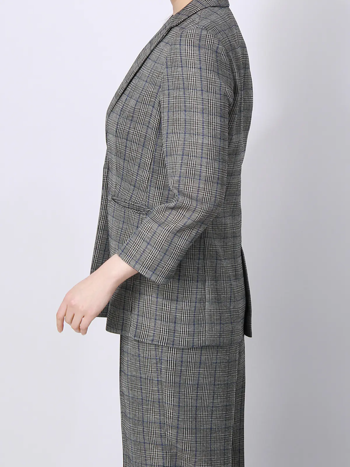 【訳アリ商品】ジャケット/ウォッシャブル/消臭/レノクロスストレッチ/グレンチェック ブラウン 36(7号)