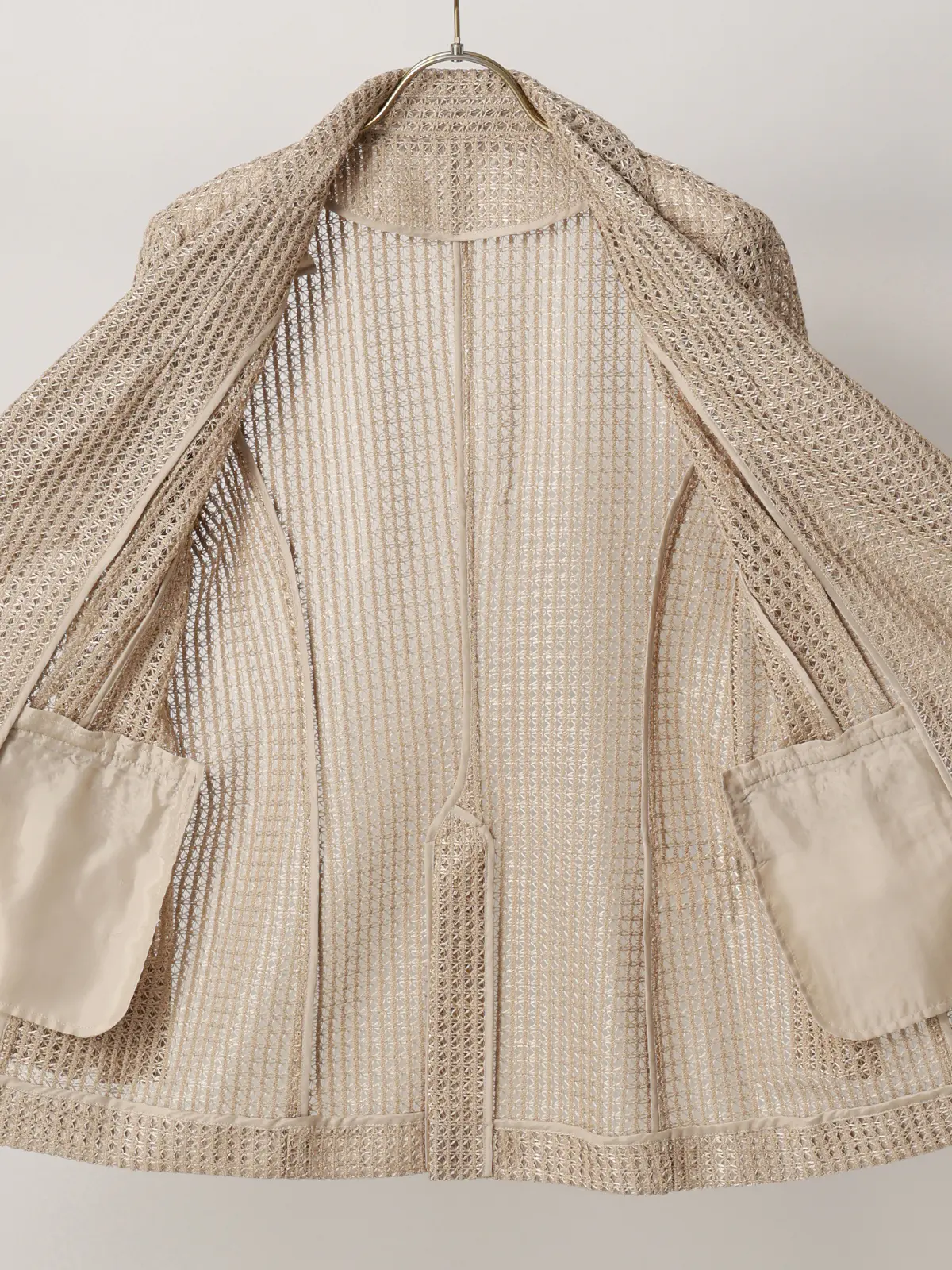 CIS．／ダブルブレストジャケット／ハンドウォッシュ／9Gメッシュレース／無地 ベージュ 36(7号）