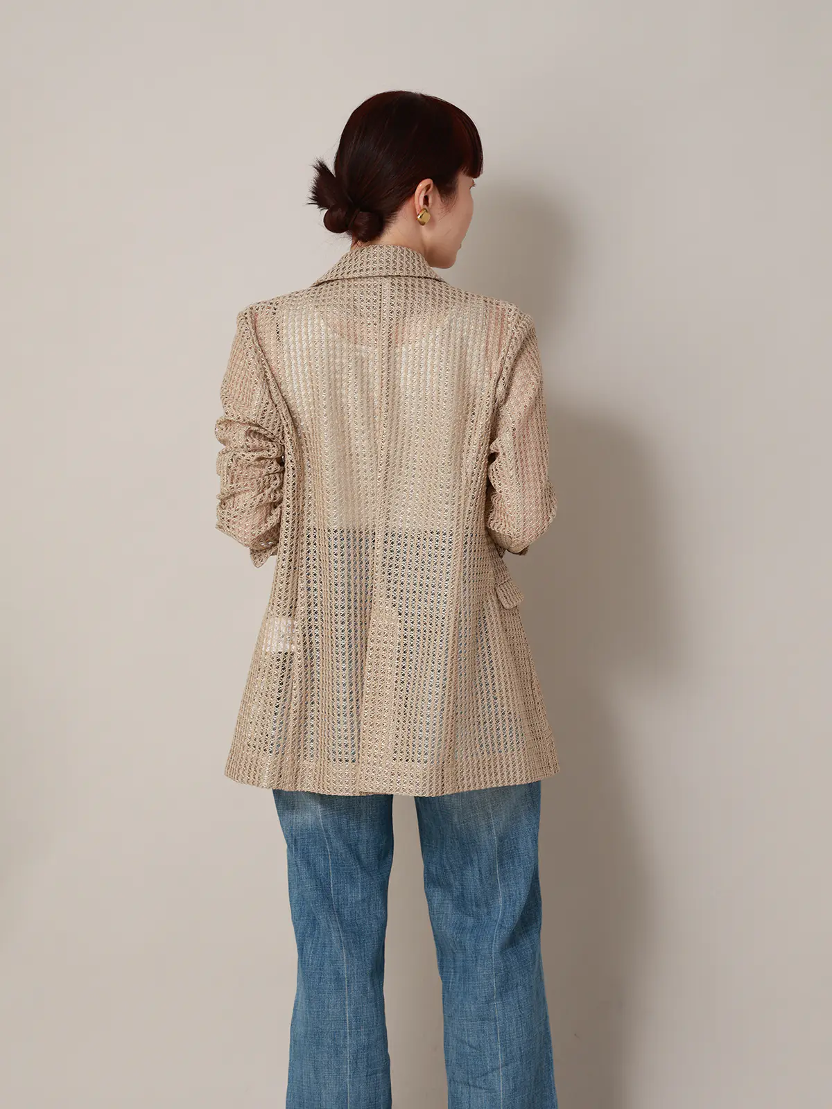 CIS．／ダブルブレストジャケット／ハンドウォッシュ／9Gメッシュレース／無地 ベージュ 36(7号）