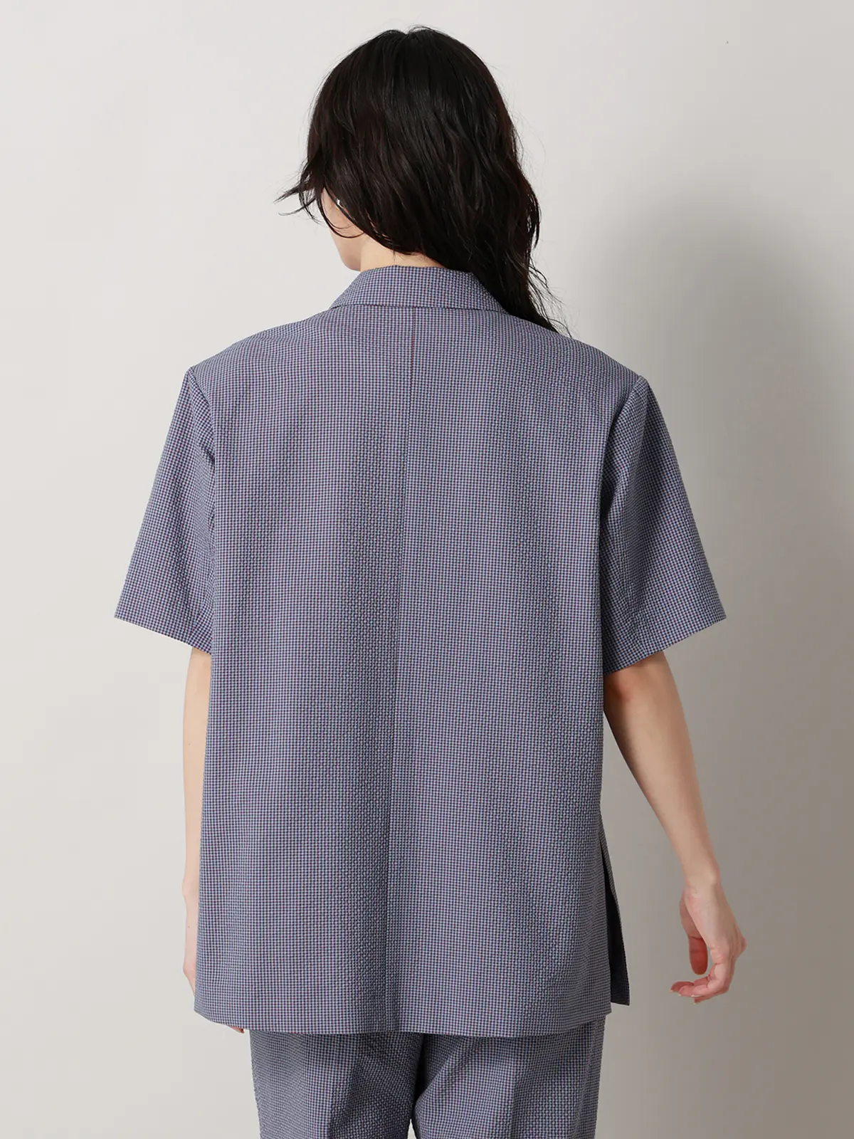 【2／23　23:59までWEB先行販売中】CIS.／ダブルブレストジャケット／ギンガムチェック ブルー 36(7号）