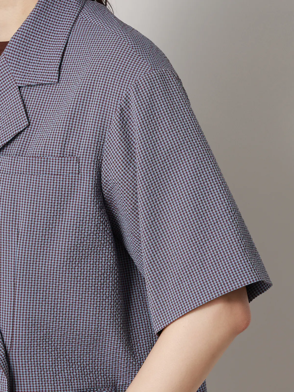 【2／23　23:59までWEB先行販売中】CIS.／ダブルブレストジャケット／ギンガムチェック ブルー 36(7号）