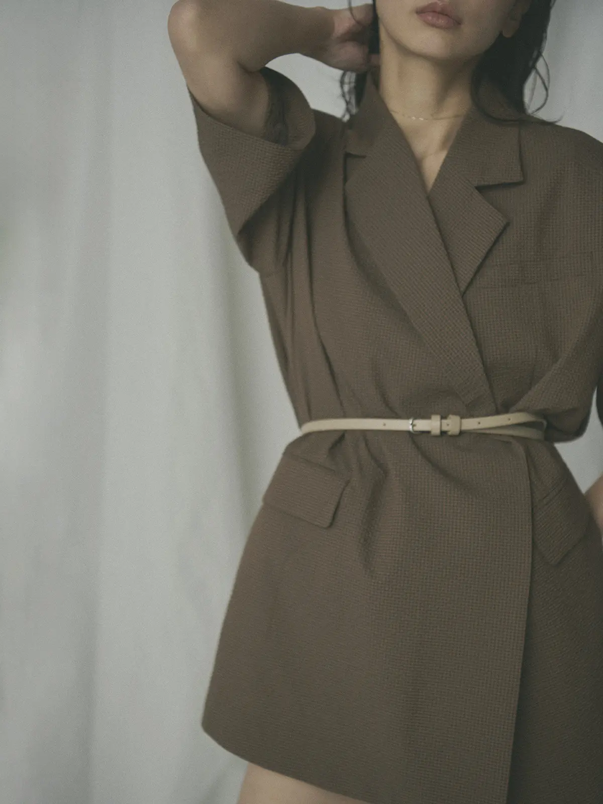 【2／23　23:59までWEB先行販売中】CIS.／ダブルブレストジャケット／ギンガムチェック ブラウン 36(7号）