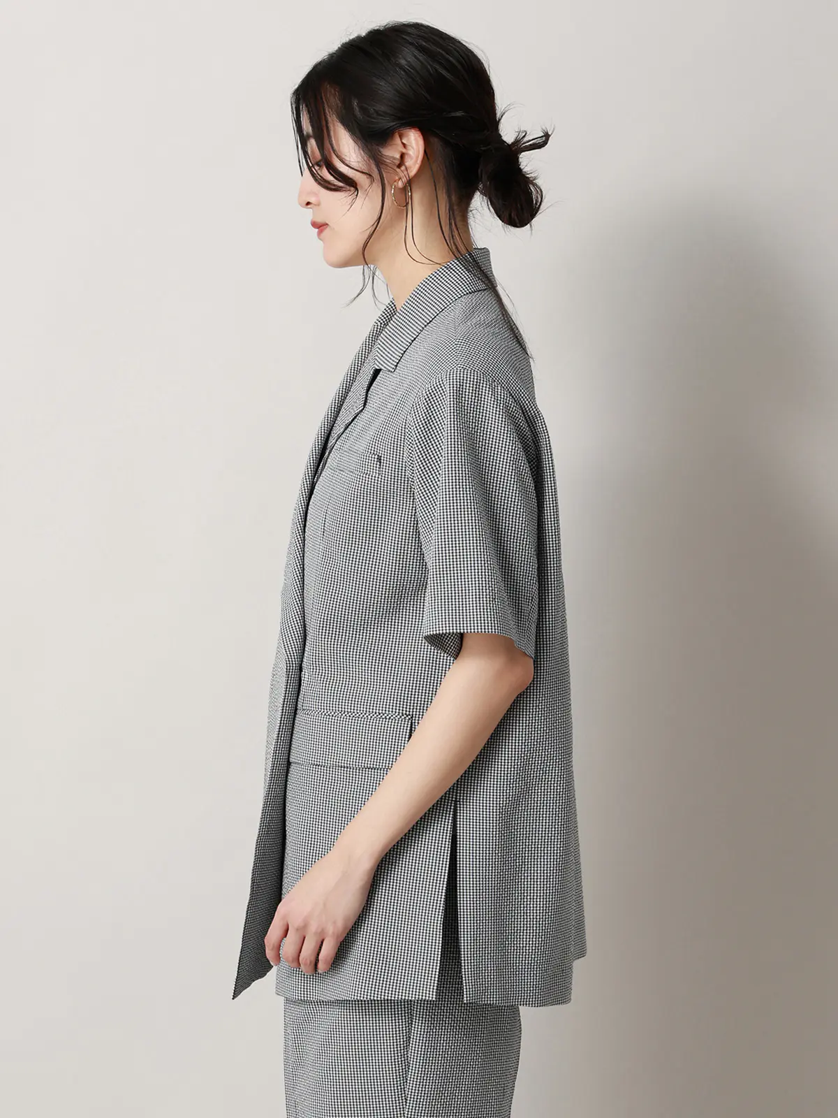 【2／23　23:59までWEB先行販売中】CIS.／ダブルブレストジャケット／ギンガムチェック ブラック 36(7号）