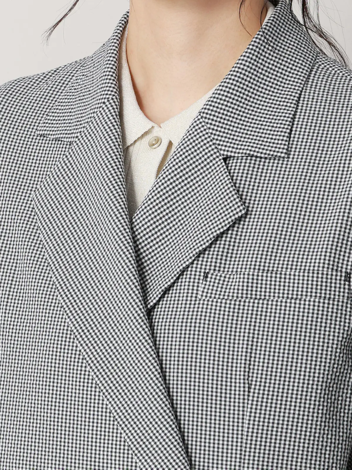 【2／23　23:59までWEB先行販売中】CIS.／ダブルブレストジャケット／ギンガムチェック ブラック 36(7号）